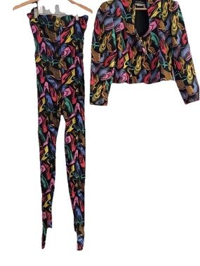 Salvatore Ferragamo Multicolor Printed Jumpsuit Set - Black Base